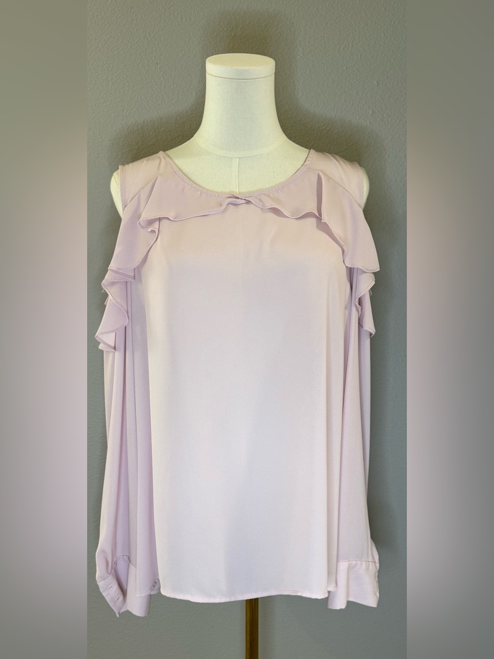 CeCe Lavender Cold-Shoulder Ruffle Blouse